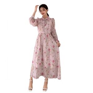 Floral Pink Maxi Dress S